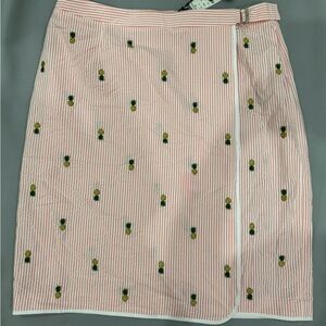 NWT Brooks Brothers Seersucker with Pineapple Detail Wrap Pencil Skirt